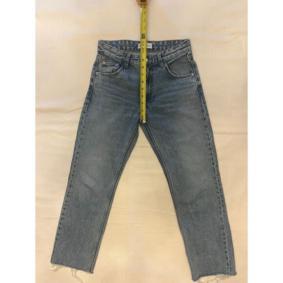 Zara Straight Legged Frayed Bottom Jeans Size 0 - Picture 8 of 10